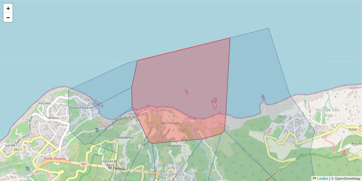 Mapa detalhado do código postal 9240-044 com limites, códigos postais vizinhos e agências dos correios