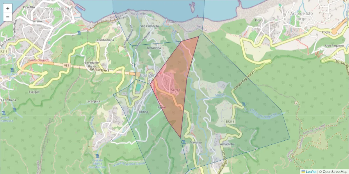 Mapa detalhado do código postal 9240-046 com limites, códigos postais vizinhos e agências dos correios