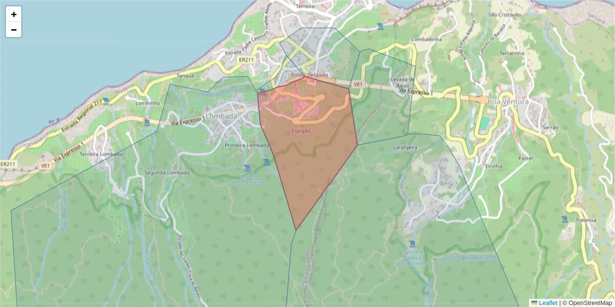 Mapa detalhado do código postal 9240-106 com limites, códigos postais vizinhos e agências dos correios