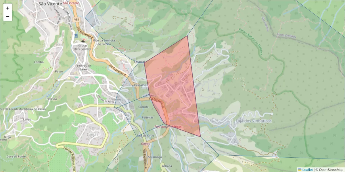 Mapa detalhado do código postal 9240-203 com limites, códigos postais vizinhos e agências dos correios