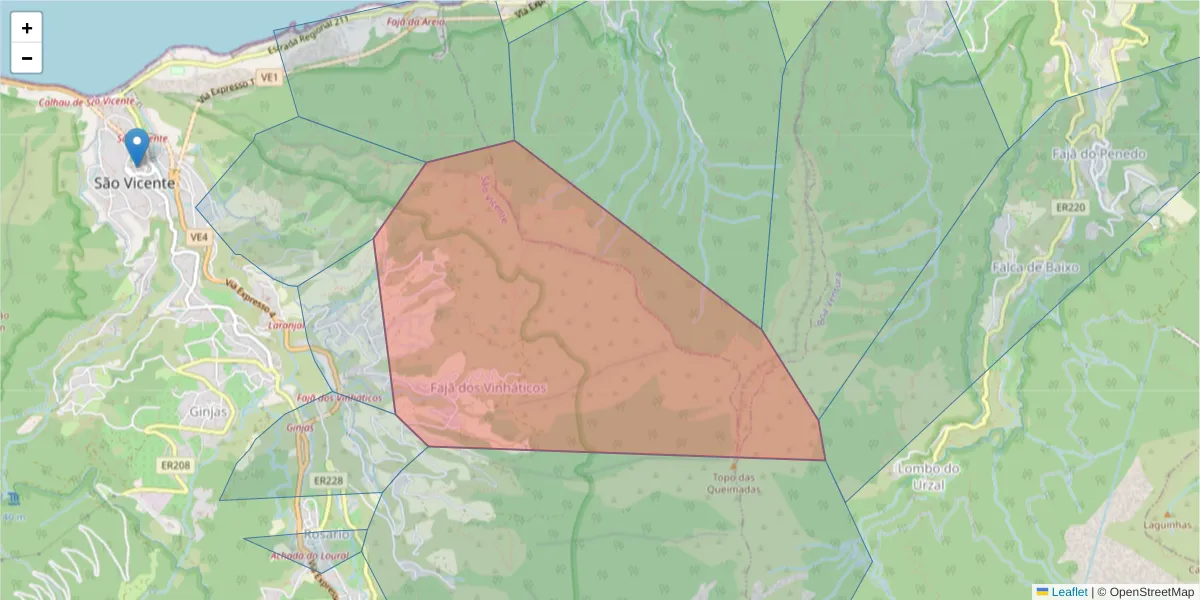 Mapa detalhado do código postal 9240-211 com limites, códigos postais vizinhos e agências dos correios