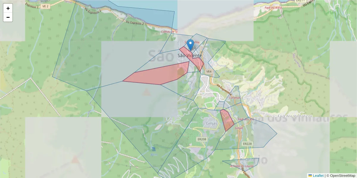Mapa detalhado do código postal 9240-218 com limites, códigos postais vizinhos e agências dos correios