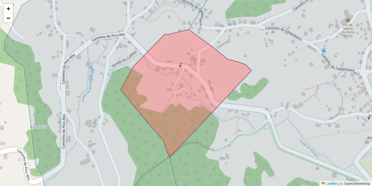 Mapa detalhado do código postal 9270-033 com limites, códigos postais vizinhos e agências dos correios