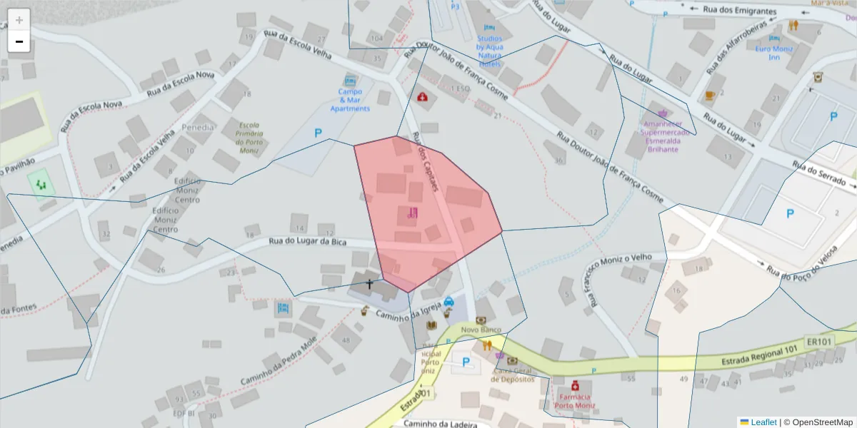 Mapa detalhado do código postal 9270-051 com limites, códigos postais vizinhos e agências dos correios