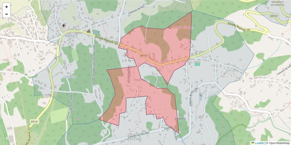 Mapa detalhado do código postal 9270-091 com limites, códigos postais vizinhos e agências dos correios