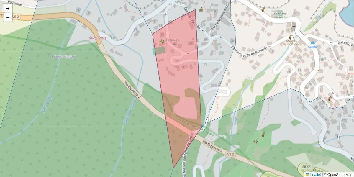 Mapa detalhado do código postal 9270-123 com limites, códigos postais vizinhos e agências dos correios