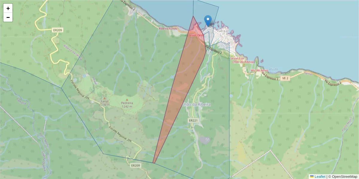 Mapa detalhado do código postal 9270-128 com limites, códigos postais vizinhos e agências dos correios
