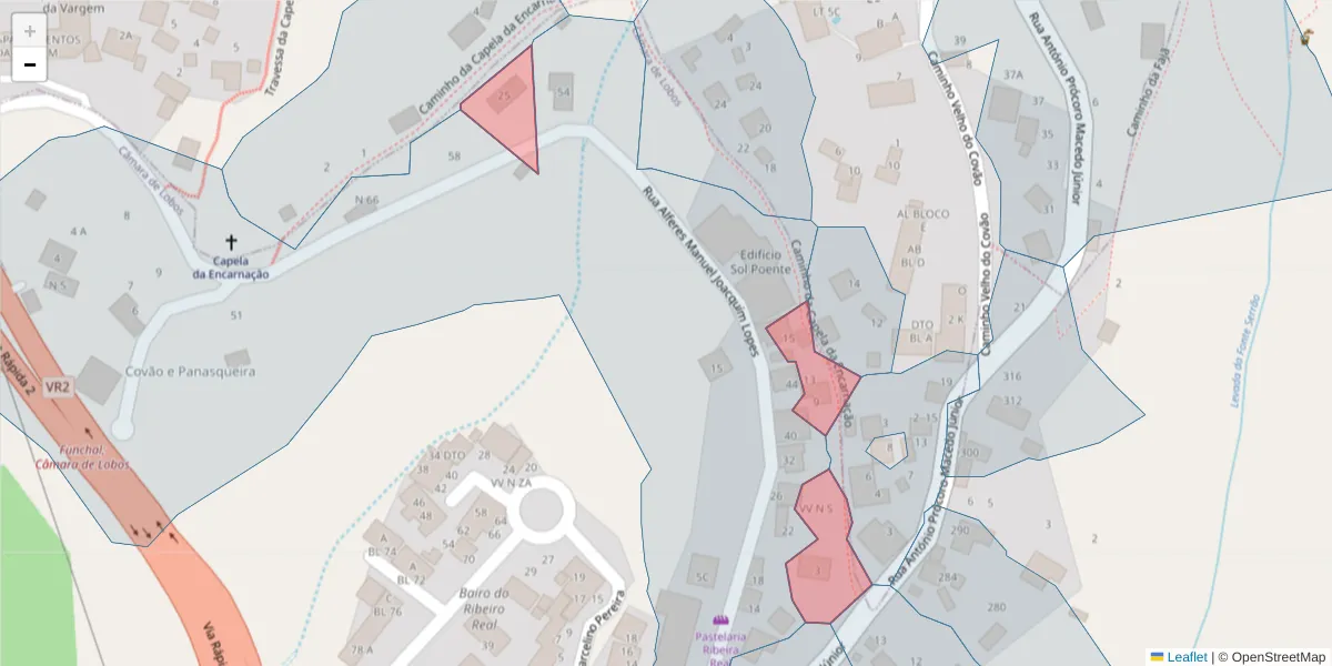 Mapa detalhado do código postal 9300-008 com limites, códigos postais vizinhos e agências dos correios