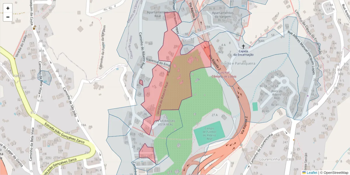Mapa detalhado do código postal 9300-013 com limites, códigos postais vizinhos e agências dos correios