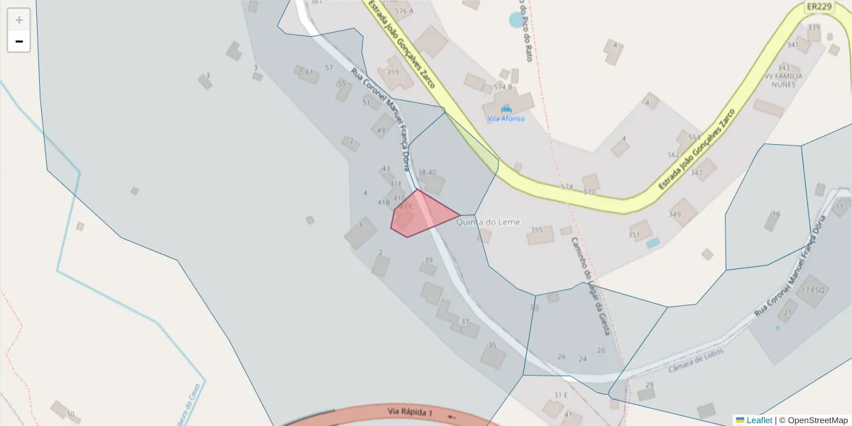 Mapa detalhado do código postal 9300-037 com limites, códigos postais vizinhos e agências dos correios