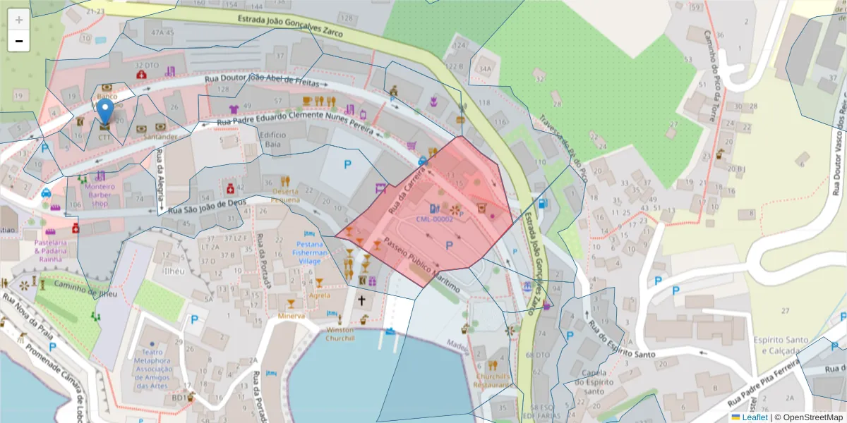 Mapa detalhado do código postal 9300-039 com limites, códigos postais vizinhos e agências dos correios