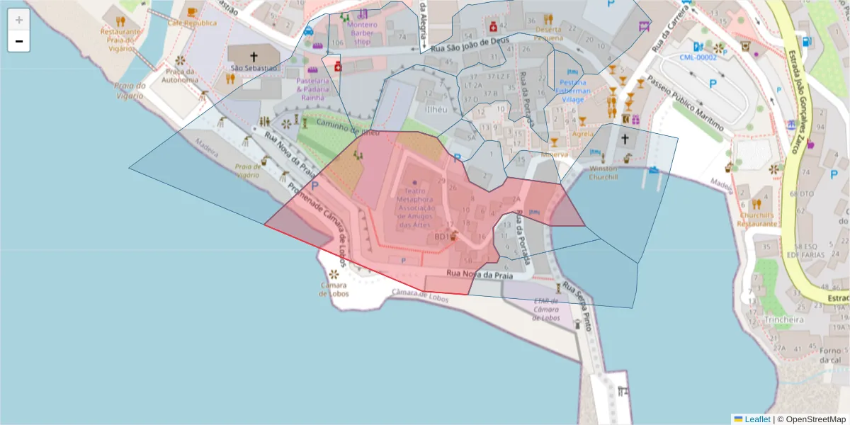 Mapa detalhado do código postal 9300-072 com limites, códigos postais vizinhos e agências dos correios