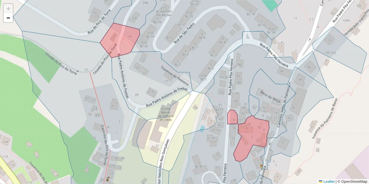 Mapa detalhado do código postal 9300-123 com limites, códigos postais vizinhos e agências dos correios