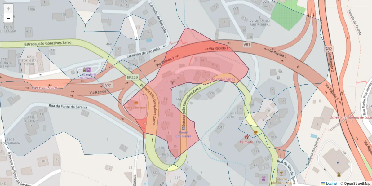 Mapa detalhado do código postal 9300-131 com limites, códigos postais vizinhos e agências dos correios