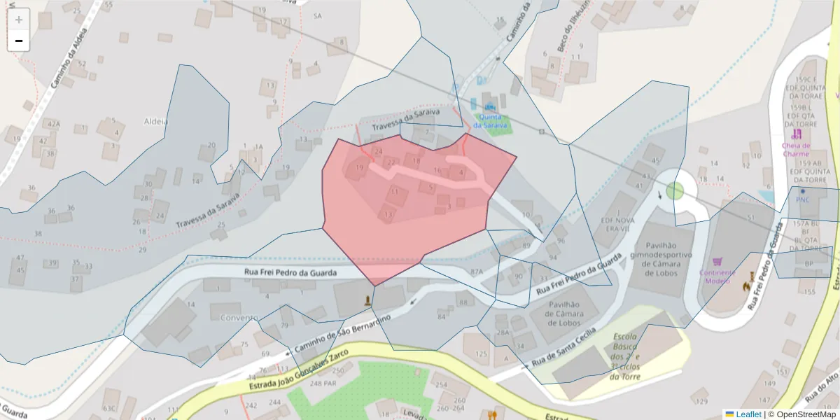 Mapa detalhado do código postal 9300-141 com limites, códigos postais vizinhos e agências dos correios