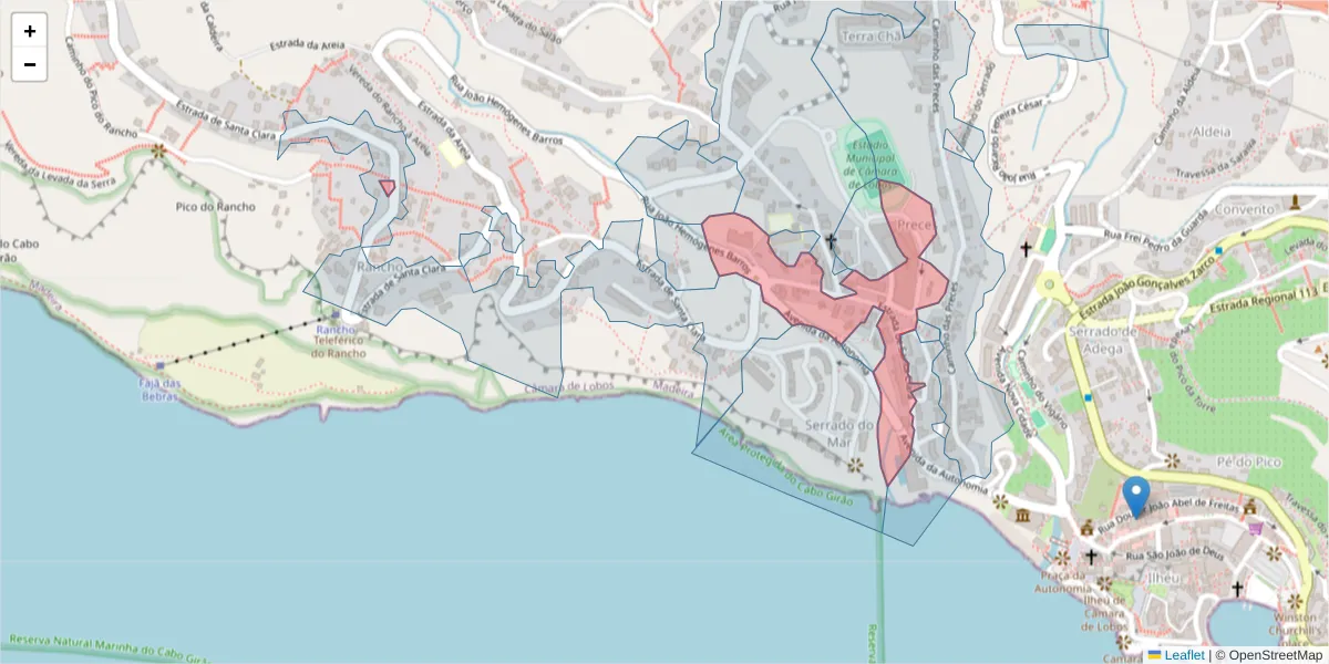 Mapa detalhado do código postal 9300-161 com limites, códigos postais vizinhos e agências dos correios