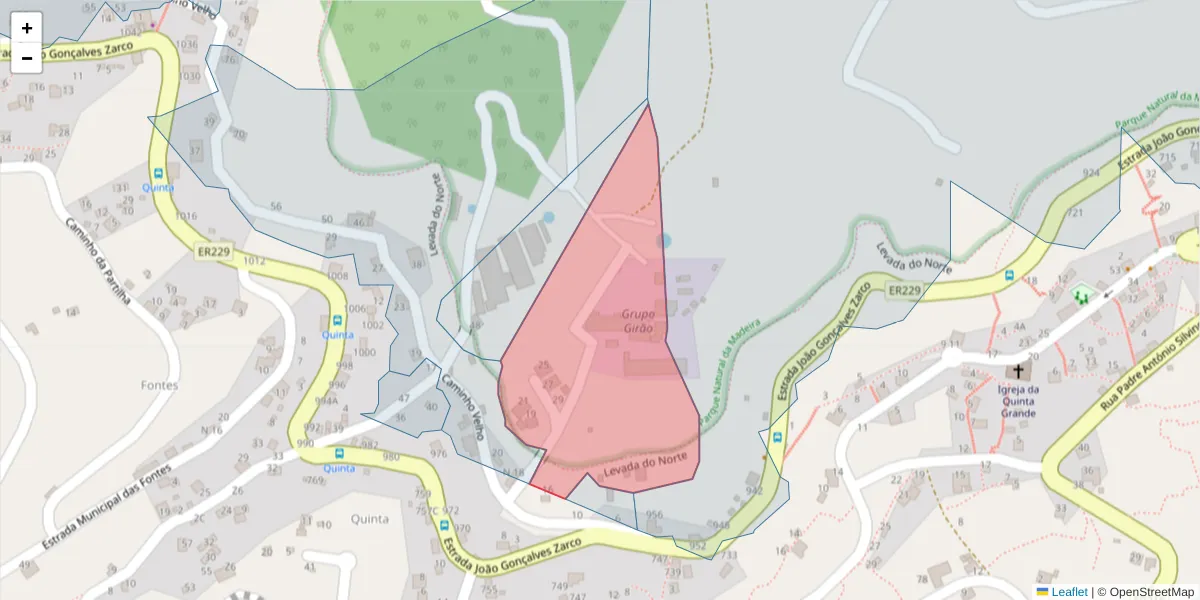 Mapa detalhado do código postal 9300-226 com limites, códigos postais vizinhos e agências dos correios