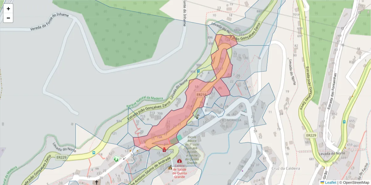 Mapa detalhado do código postal 9300-263 com limites, códigos postais vizinhos e agências dos correios