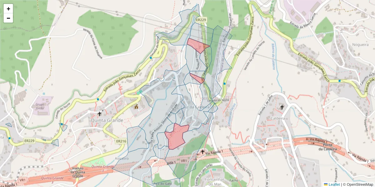 Mapa detalhado do código postal 9300-287 com limites, códigos postais vizinhos e agências dos correios