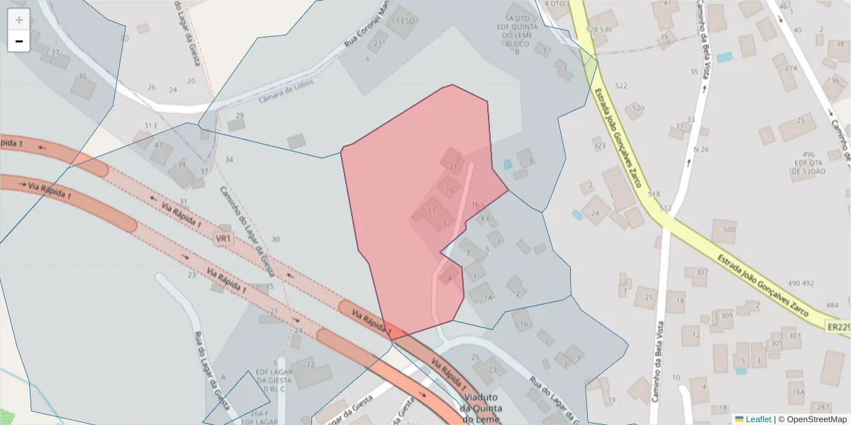Mapa detalhado do código postal 9300-314 com limites, códigos postais vizinhos e agências dos correios