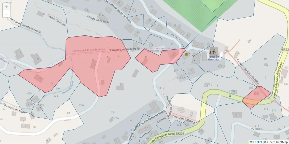 Mapa detalhado do código postal 9300-315 com limites, códigos postais vizinhos e agências dos correios