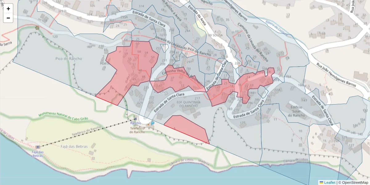 Mapa detalhado do código postal 9300-316 com limites, códigos postais vizinhos e agências dos correios