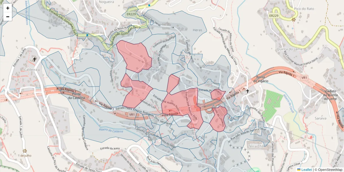 Mapa detalhado do código postal 9300-326 com limites, códigos postais vizinhos e agências dos correios