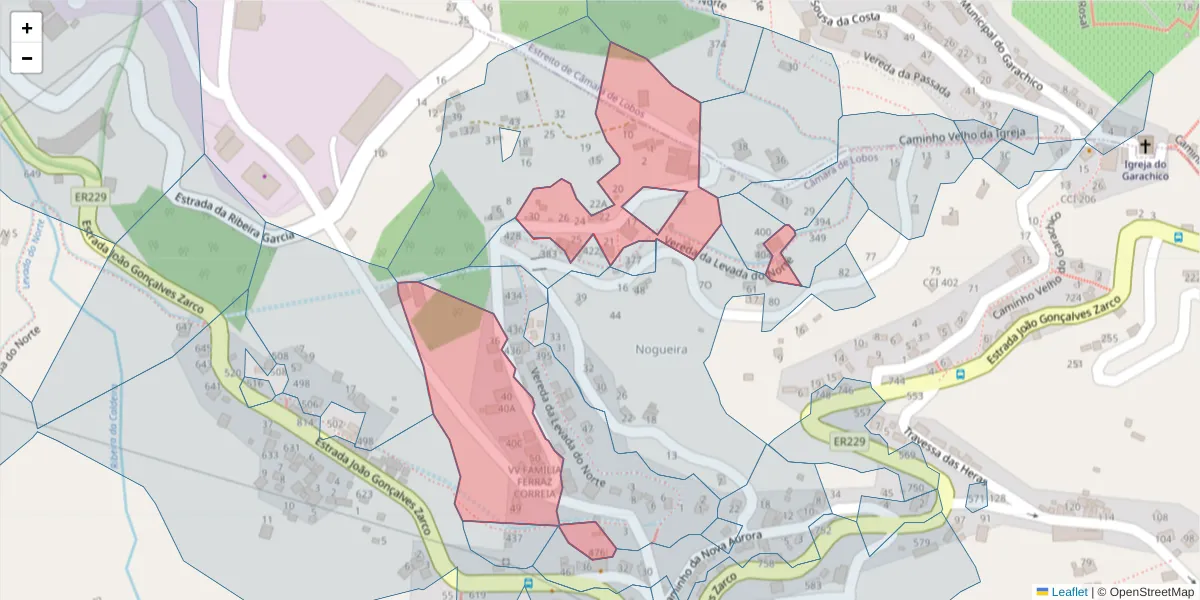 Mapa detalhado do código postal 9300-327 com limites, códigos postais vizinhos e agências dos correios