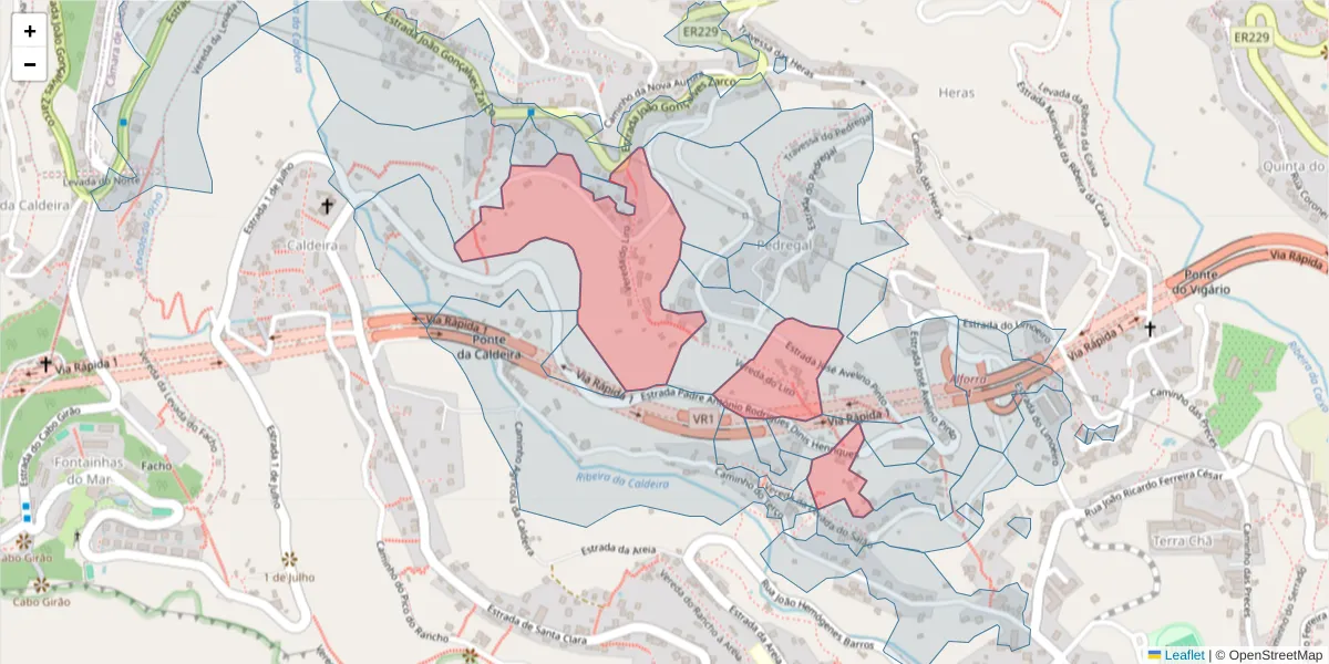 Mapa detalhado do código postal 9300-338 com limites, códigos postais vizinhos e agências dos correios