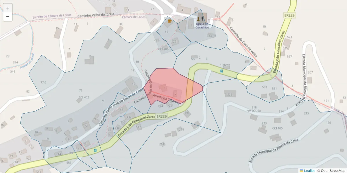 Mapa detalhado do código postal 9300-353 com limites, códigos postais vizinhos e agências dos correios