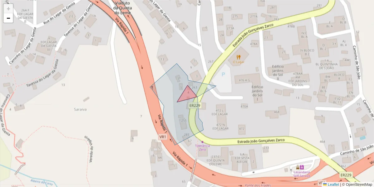 Mapa detalhado do código postal 9300-360 com limites, códigos postais vizinhos e agências dos correios