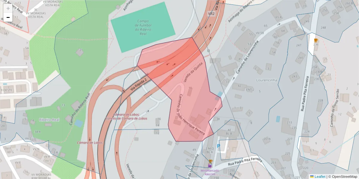 Mapa detalhado do código postal 9300-398 com limites, códigos postais vizinhos e agências dos correios