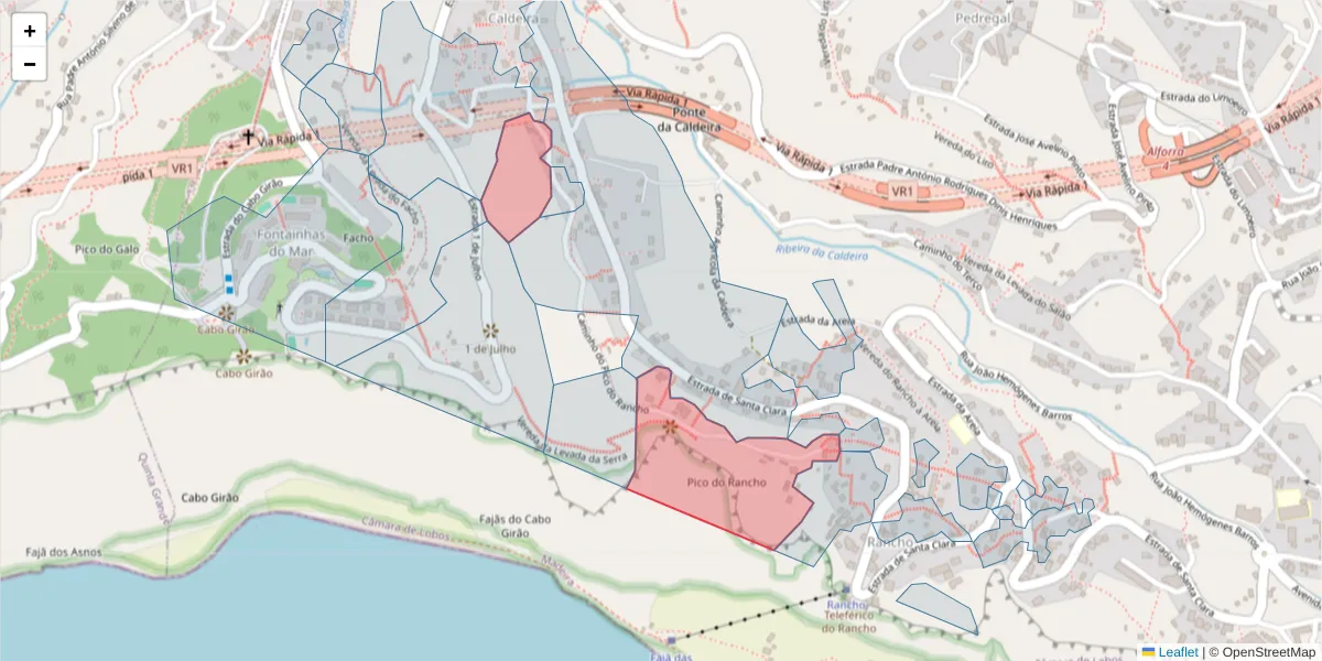 Mapa detalhado do código postal 9300-403 com limites, códigos postais vizinhos e agências dos correios