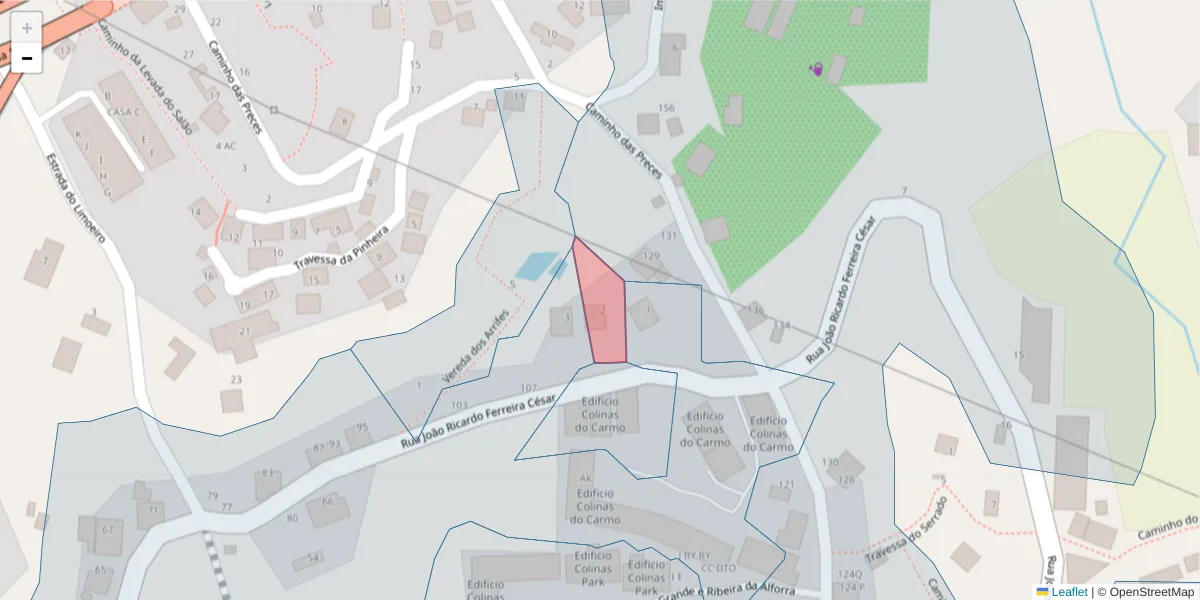 Mapa detalhado do código postal 9300-421 com limites, códigos postais vizinhos e agências dos correios