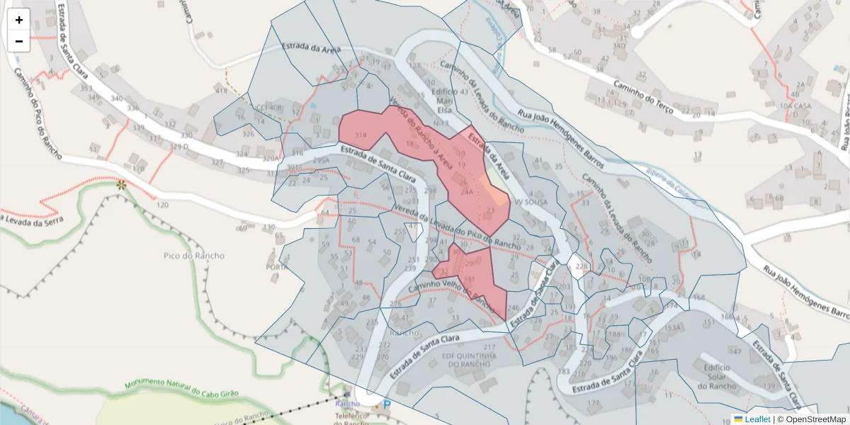 Mapa detalhado do código postal 9300-425 com limites, códigos postais vizinhos e agências dos correios