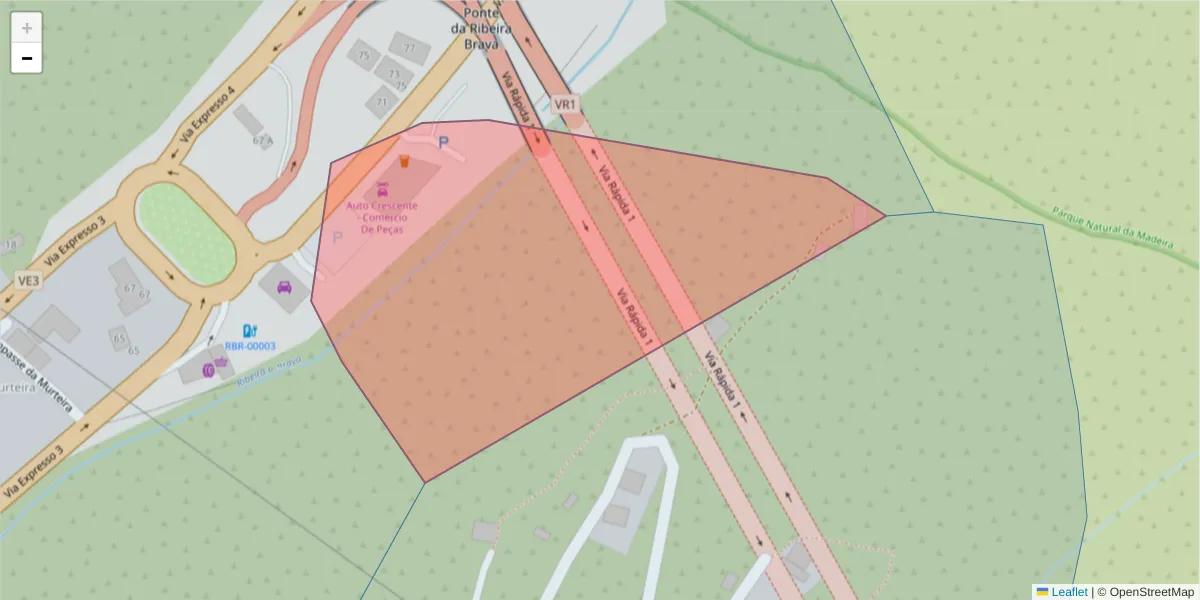 Mapa detalhado do código postal 9304-003 com limites, códigos postais vizinhos e agências dos correios