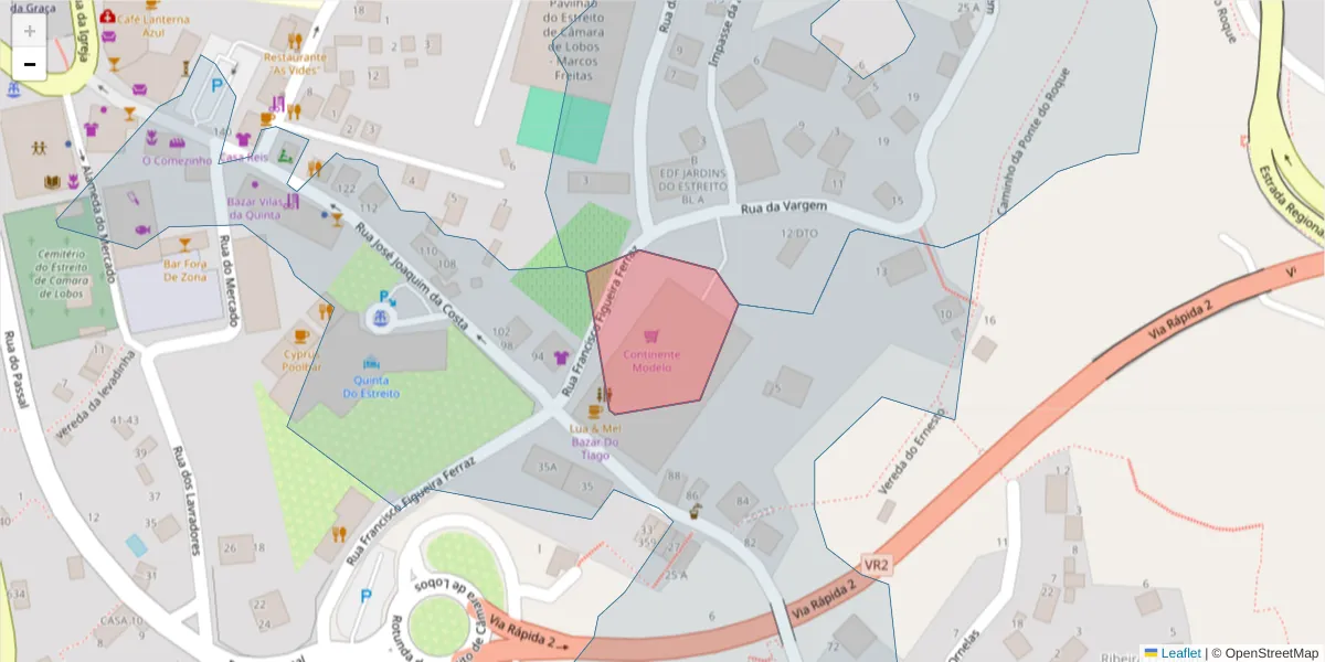 Mapa detalhado do código postal 9325-063 com limites, códigos postais vizinhos e agências dos correios