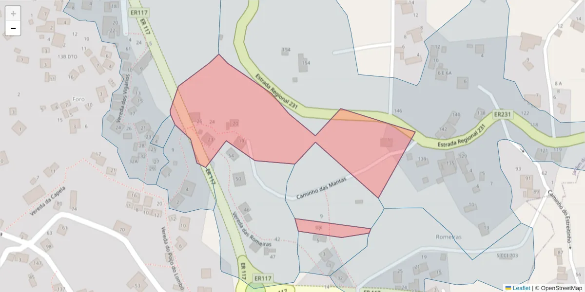 Mapa detalhado do código postal 9325-147 com limites, códigos postais vizinhos e agências dos correios