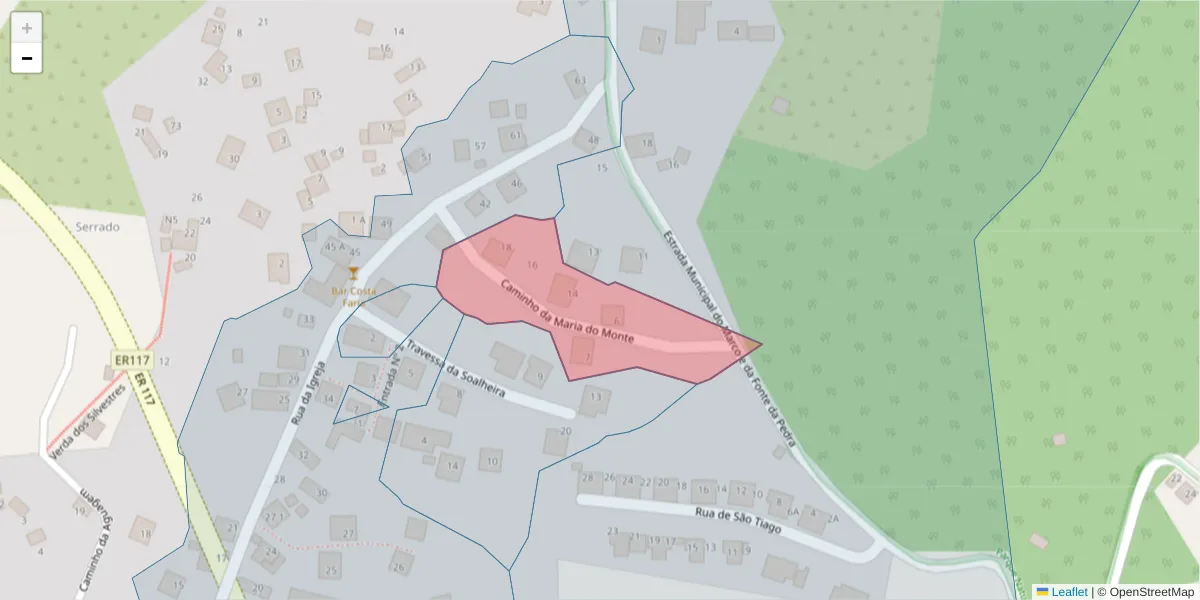 Mapa detalhado do código postal 9325-150 com limites, códigos postais vizinhos e agências dos correios
