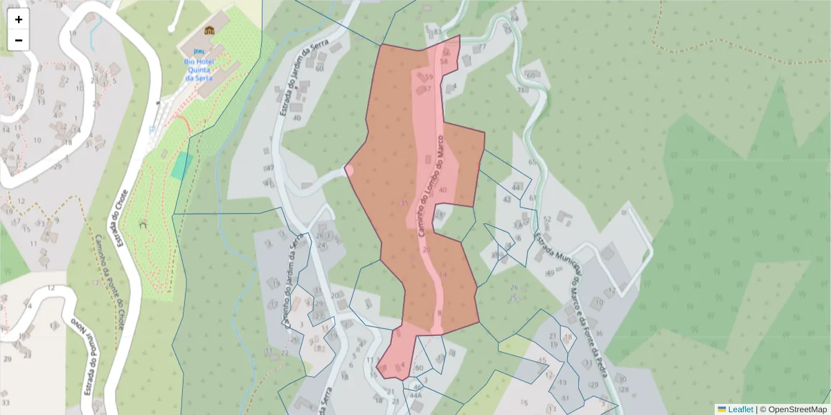 Mapa detalhado do código postal 9325-166 com limites, códigos postais vizinhos e agências dos correios