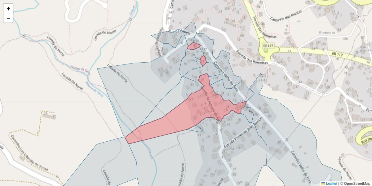 Mapa detalhado do código postal 9325-193 com limites, códigos postais vizinhos e agências dos correios