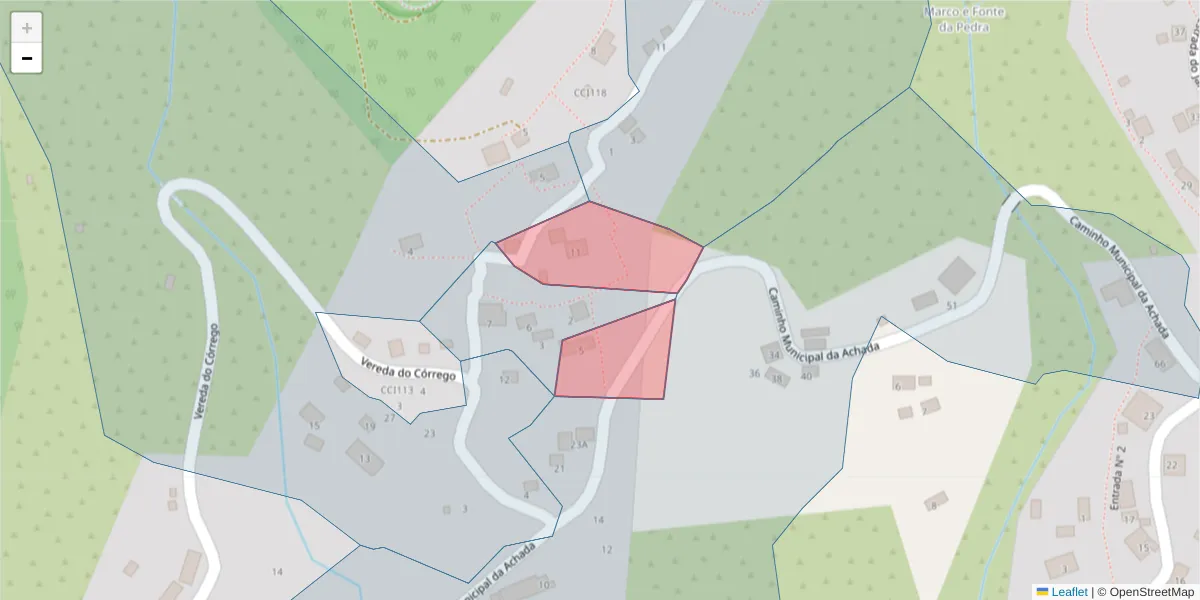 Mapa detalhado do código postal 9325-227 com limites, códigos postais vizinhos e agências dos correios