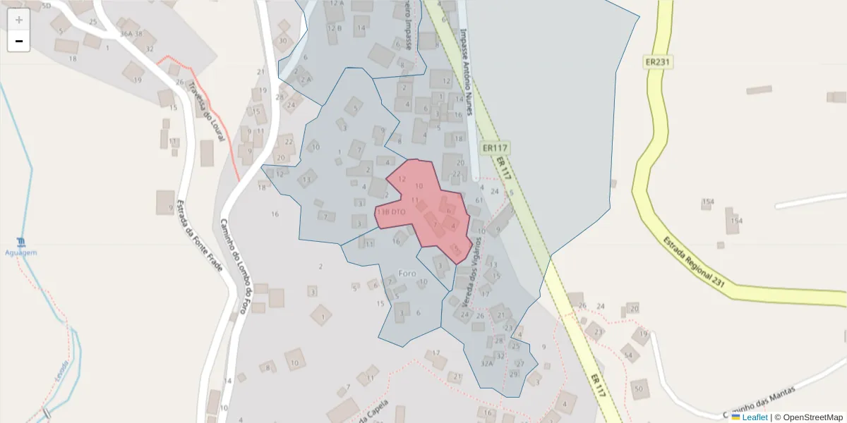 Mapa detalhado do código postal 9325-228 com limites, códigos postais vizinhos e agências dos correios