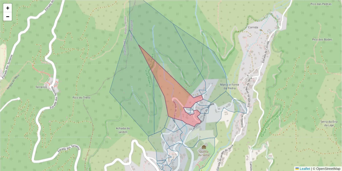 Mapa detalhado do código postal 9325-229 com limites, códigos postais vizinhos e agências dos correios