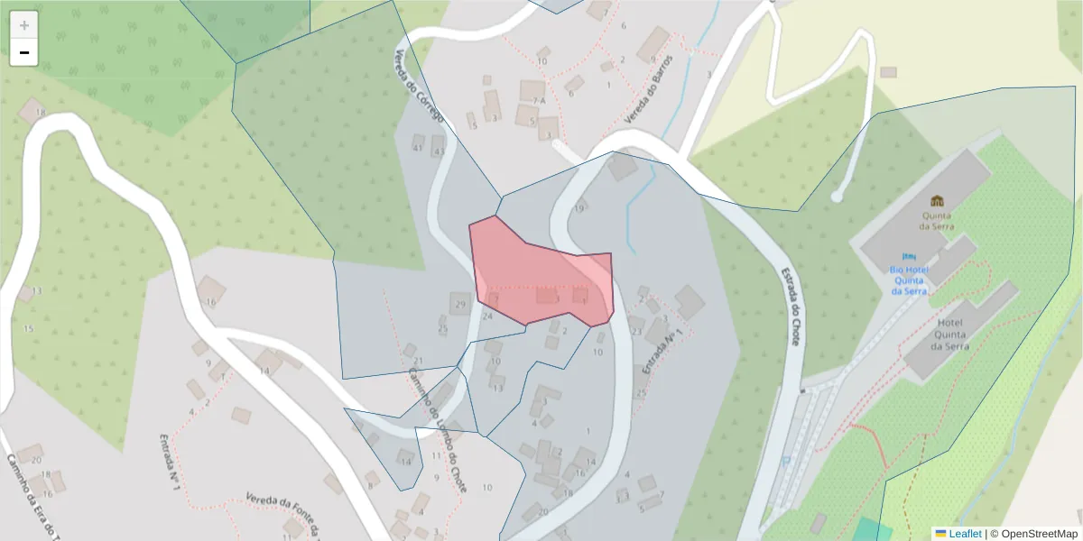 Mapa detalhado do código postal 9325-240 com limites, códigos postais vizinhos e agências dos correios