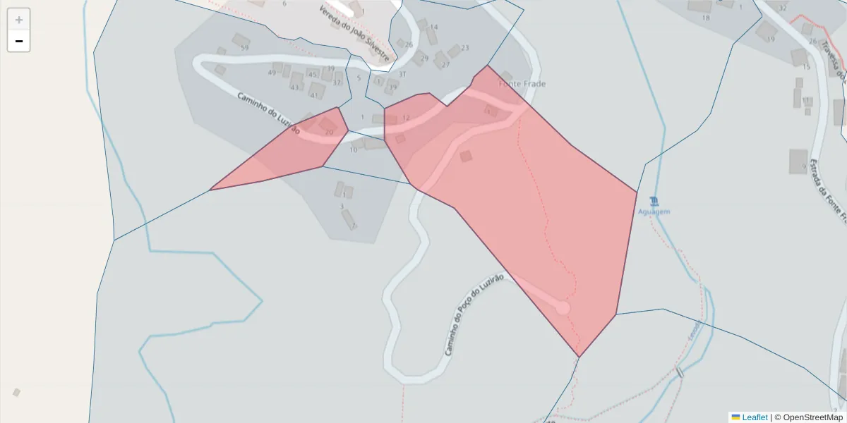 Mapa detalhado do código postal 9325-260 com limites, códigos postais vizinhos e agências dos correios
