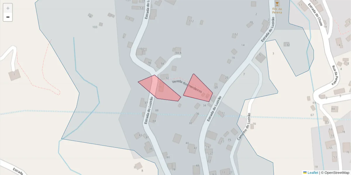Mapa detalhado do código postal 9325-261 com limites, códigos postais vizinhos e agências dos correios