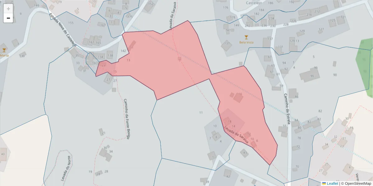 Mapa detalhado do código postal 9325-321 com limites, códigos postais vizinhos e agências dos correios
