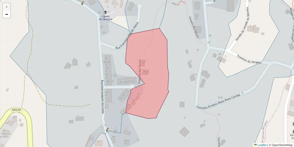 Mapa detalhado do código postal 9325-326 com limites, códigos postais vizinhos e agências dos correios
