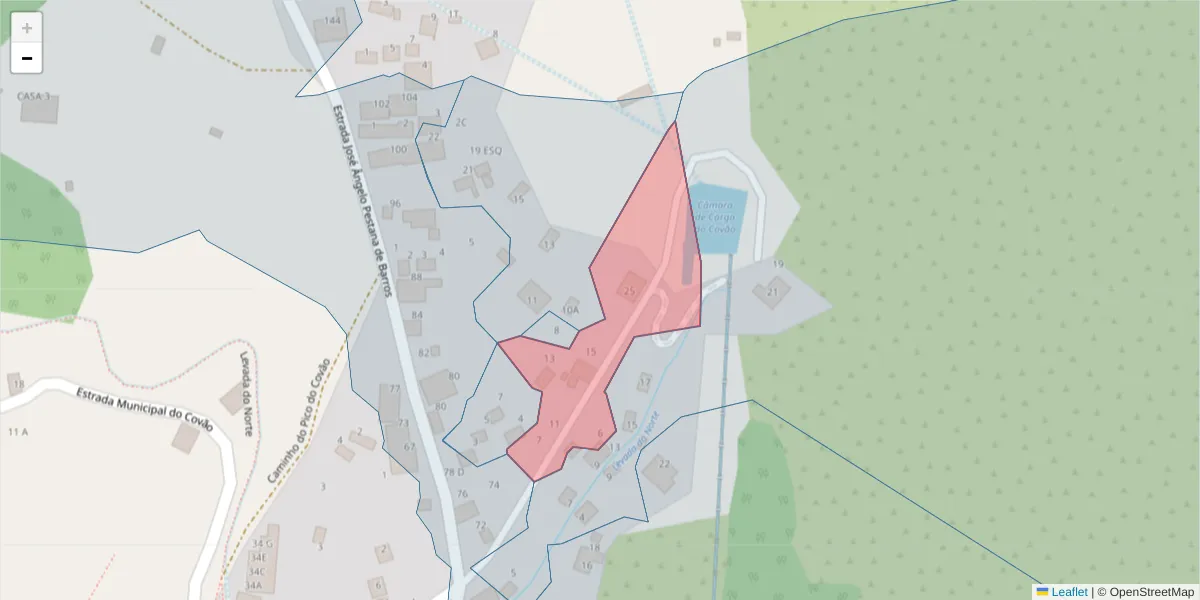 Mapa detalhado do código postal 9325-332 com limites, códigos postais vizinhos e agências dos correios